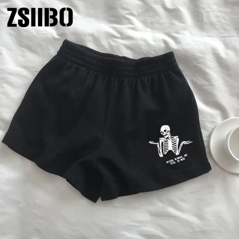 Sports shorts women's 2021 summer new print hole tight shorts casual ladies stretch waist beach shorts women's shorts shorts