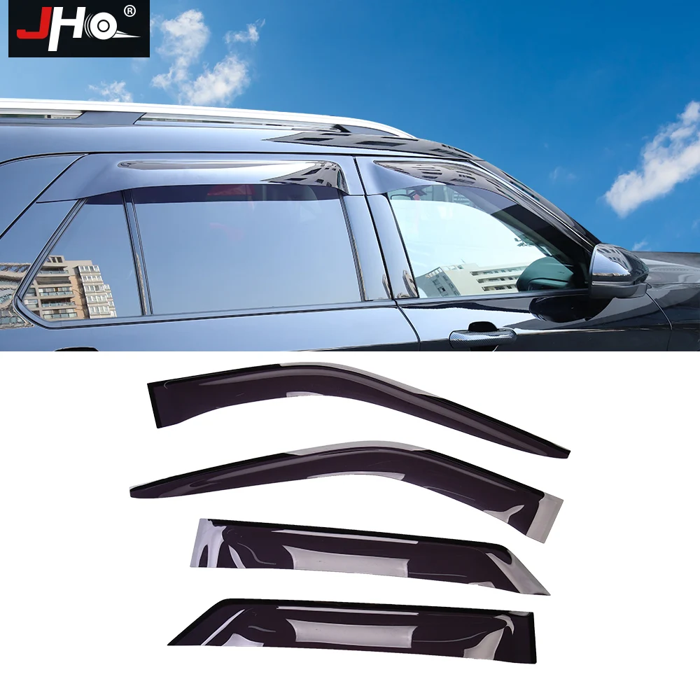 JHO Offroad Driving Window Visor Deflector Awnings Sun Rain Guard For FORD EXPLORER 2020 2021 XLT Limited ST Car Accessories