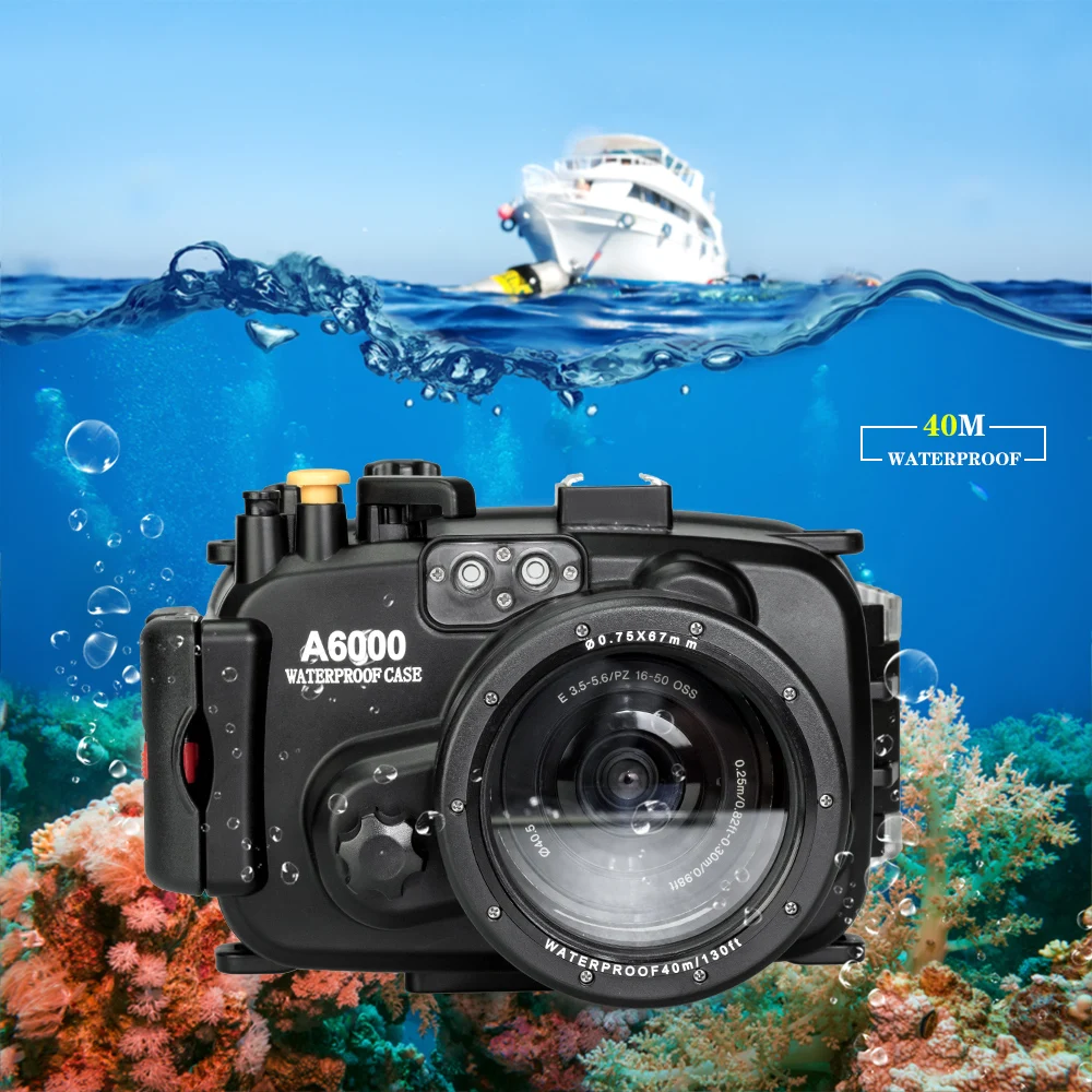 Seafrogs 130ft/40m Waterproof Box Underwater Housing Camera Diving Case for Sony A6000 16-50mm Lens Camera Bag Case Cover