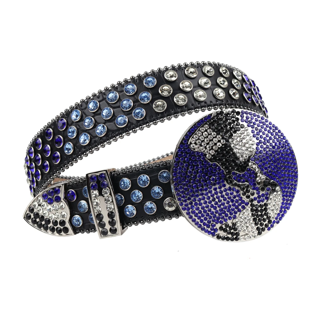 New Rhinestones Belt Globe Buckle Woman's&Man's Quality Strap Diamond Studded Belts Cinturones Para Mujer For Jeans Fashion