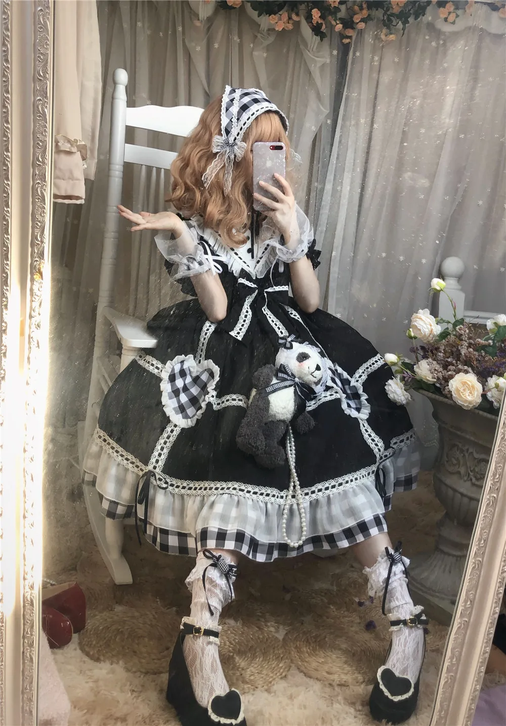 Pałacowa księżniczka słodka lolita sukienka retro marynarski kołnierzyk falbala wysoka talia wiktoriańska sukienka kawaii dziewczyna gothic lolita