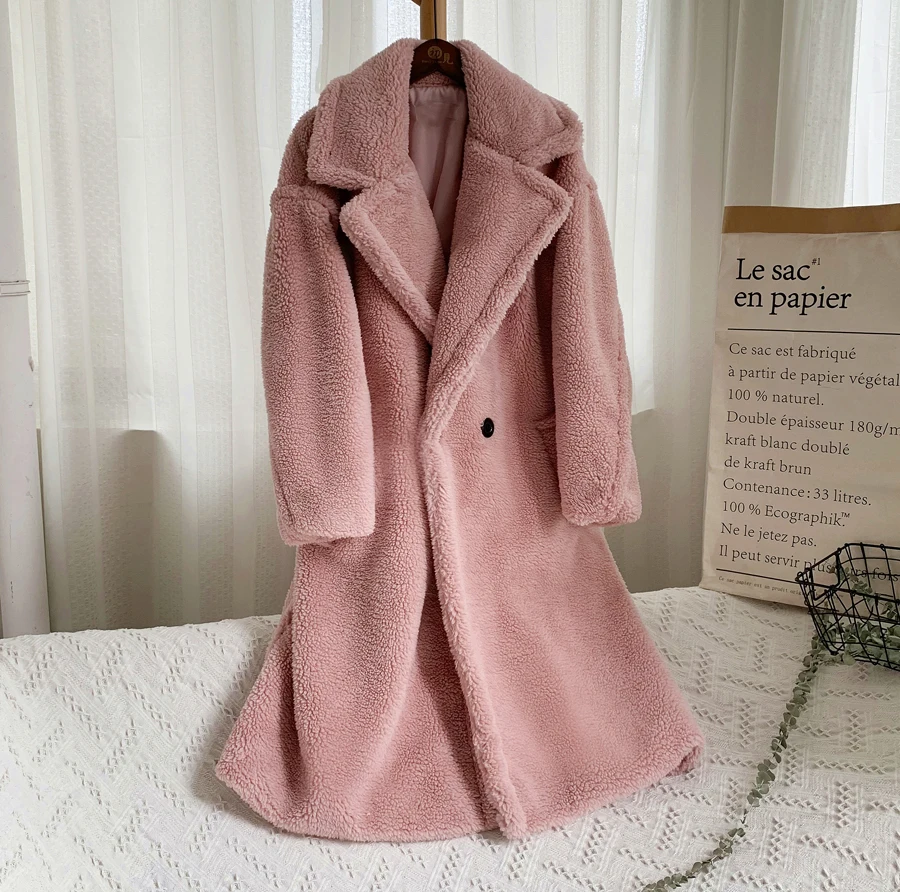 Zadorin inverno grosso quente sólido casaco de pelúcia feminino high street oversized rosa falso casaco de pele de cordeiro senhoras longo jaqueta de pele do falso