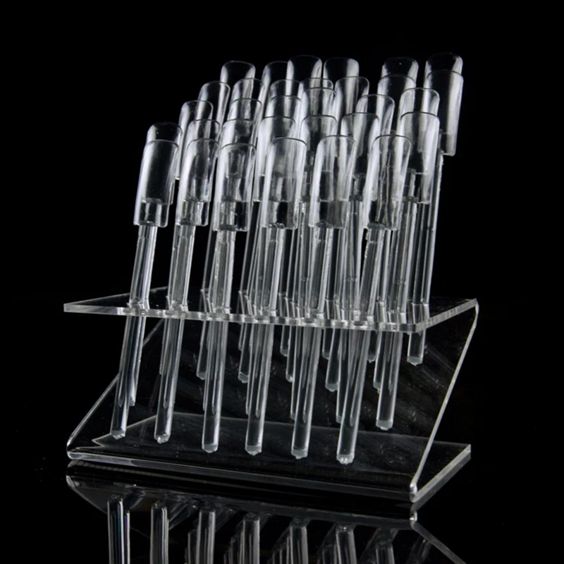 32 Tips UV Gel Nail Art Tips Samples Nail Pop Sticks Acrylic Nail Display Stand Rack Practice Tool Clear