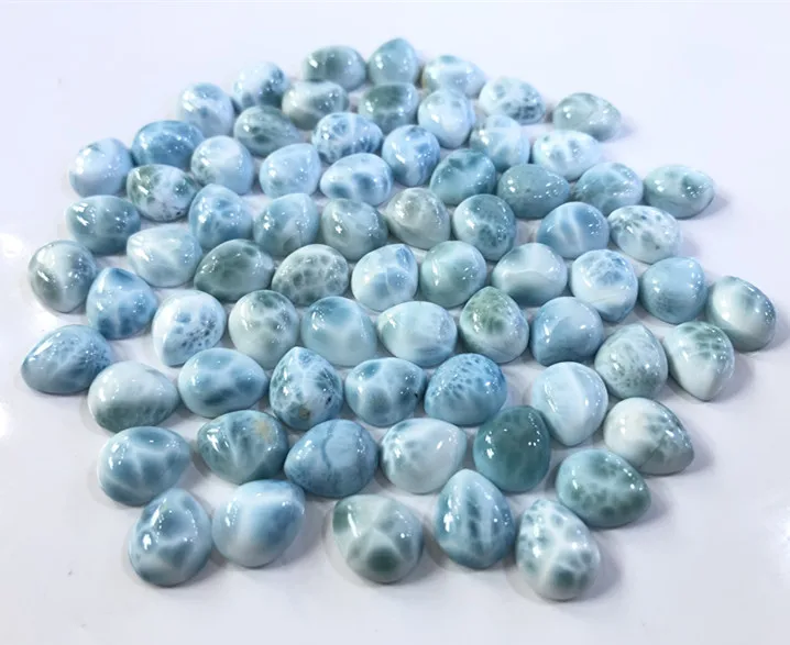 Natural Larimar Cabochon Tear Drop gemstone beads CABS For Jewelry Making Rings Pear Shape Face Pendant Accessories