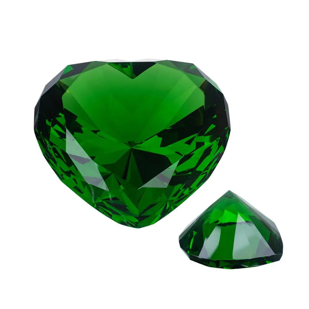 90MM Color Crystal Diamond Heart Shaped Glass Paperweight Centerpiece Wedding Valentine\'s Day Gift Home Office Decor