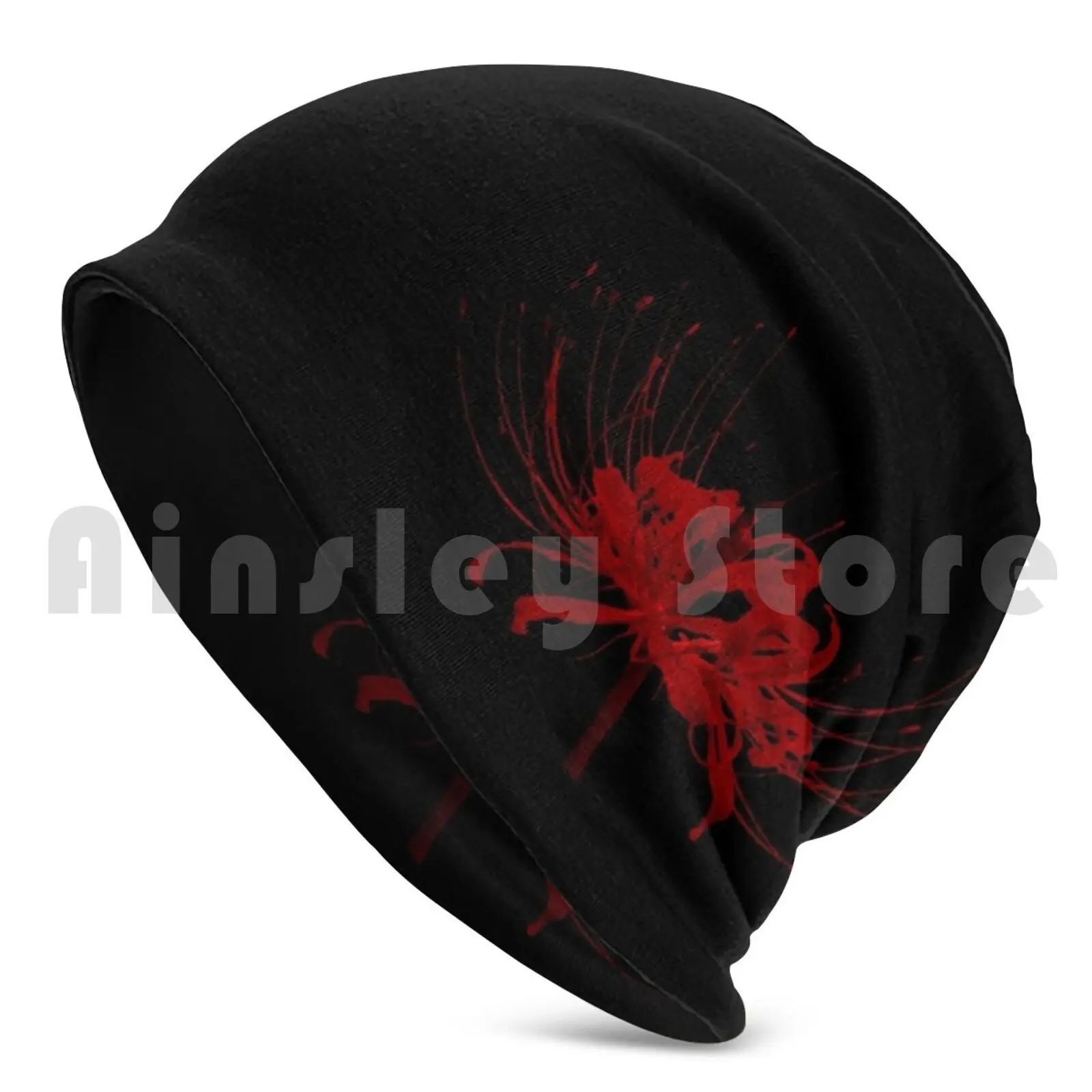 Spider Lily With Black Background Beanies Knit Hat Hip Hop Lilium Spidy Lily Spider Flower Rojo Blood Tokyo