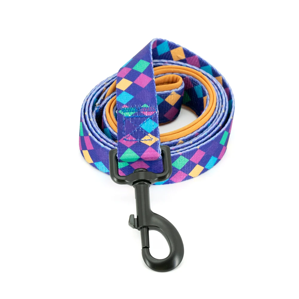 Collarlogo Adjustable Pet Dog Collar Durable Soft Creative Neon Light Design Leash Neoprene Padded Harness Poop Bag Dispenser