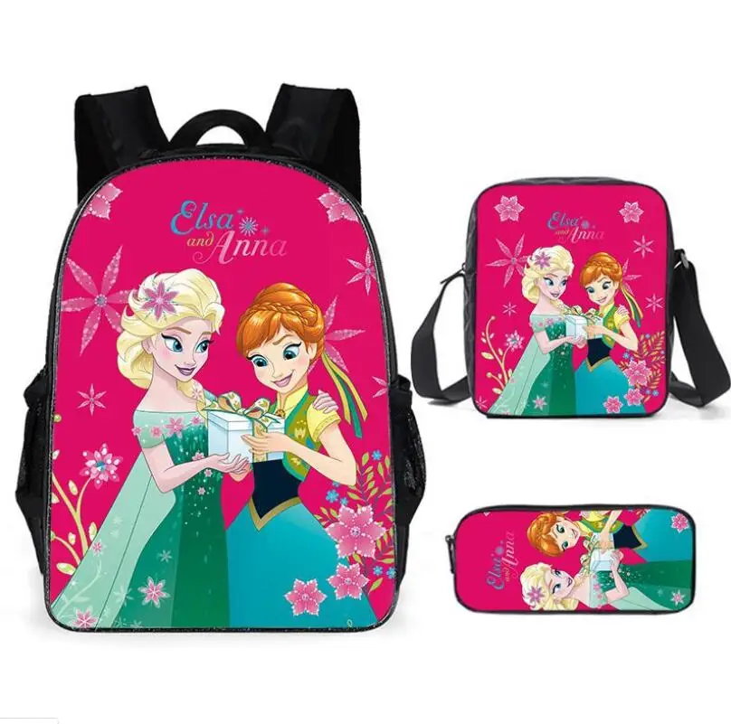 Girls Snow Queen School Bags Nylon Orthopedic Princess Elsa Backpacks for Primary Students Children Kids Schoolbags