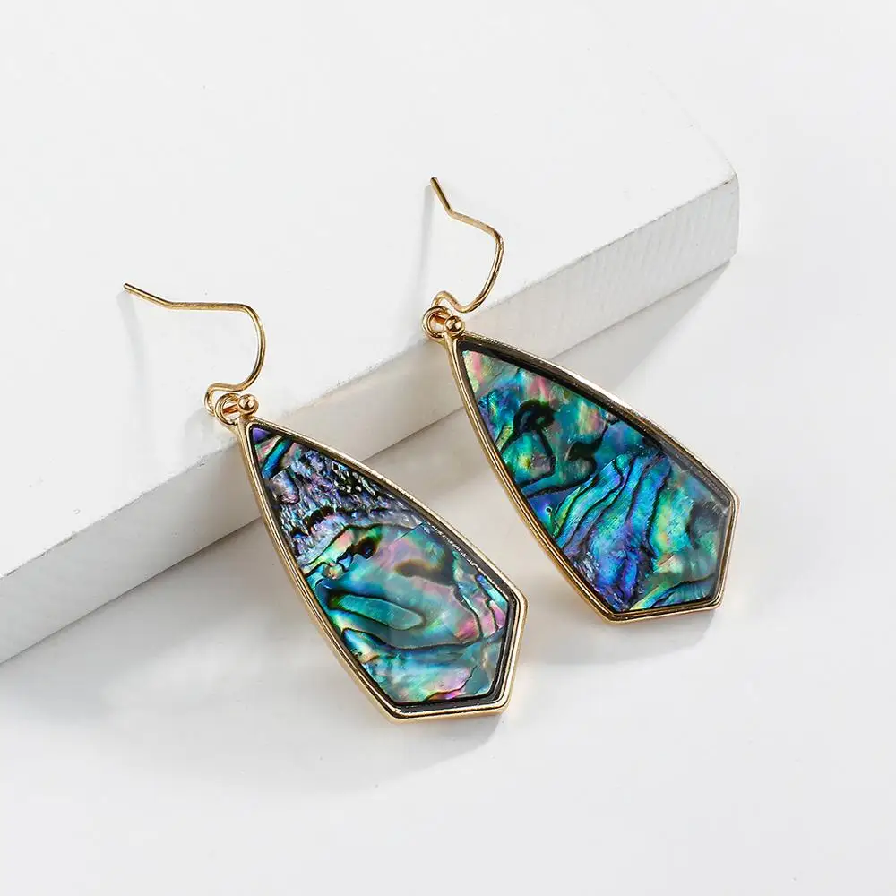 AENSOA Trendy Irregular Abalone Shell Drop Earrings For Women Girls Unique Geometric Statement Dangle Earrings Statement Jewelry