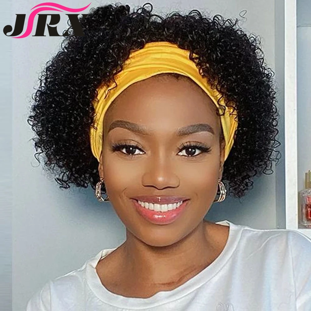 

Pixie Cut Short Bob Indian Human Hair Headband Wigs Remy Hair Afro Kinky Curly Full Machine Made Wigs For Black Women