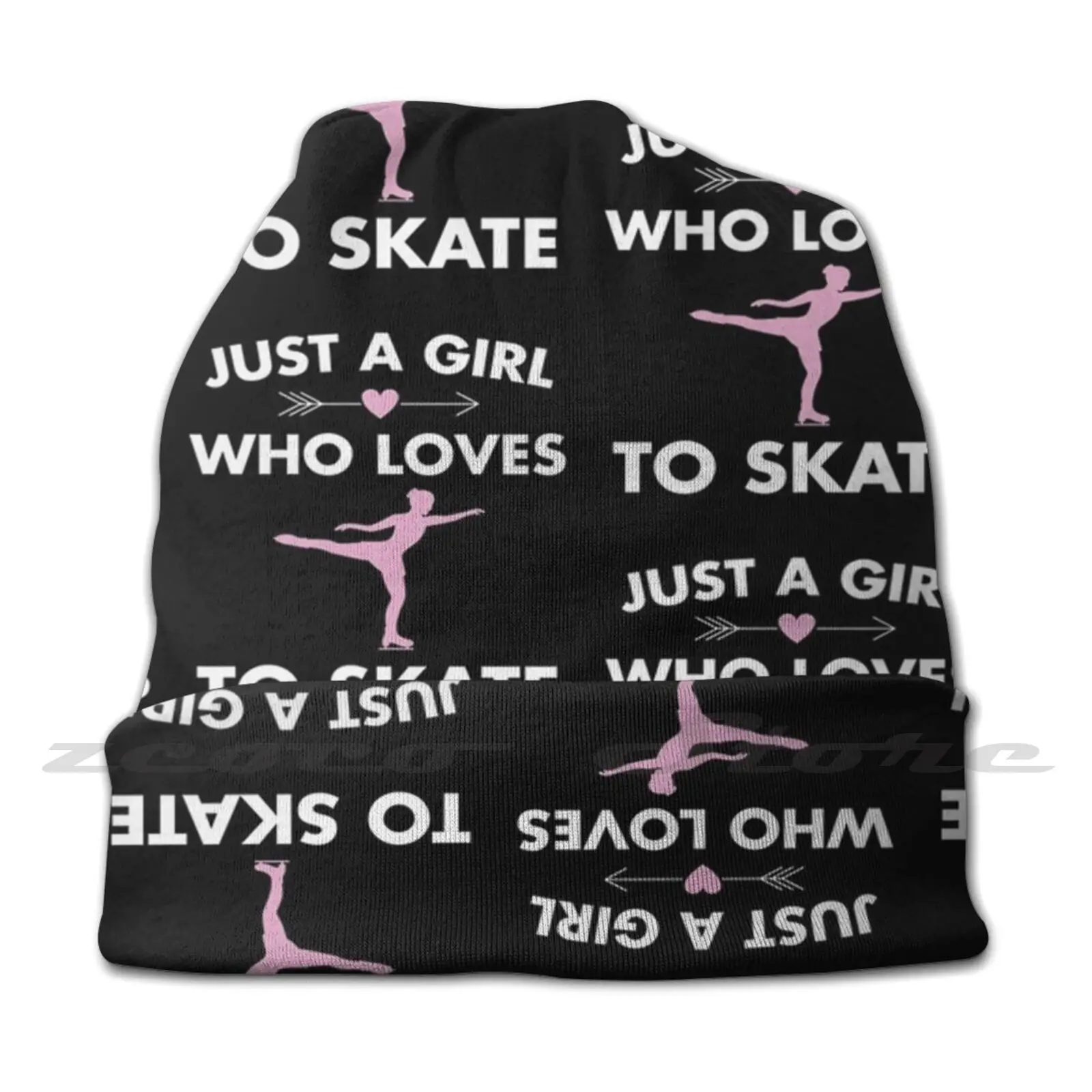 Figure Skating-Just A Girl Who Loves To Skate Personalized Pattern Knit Hats Plus Size Elastic Soft Cap Figure Skating Ice