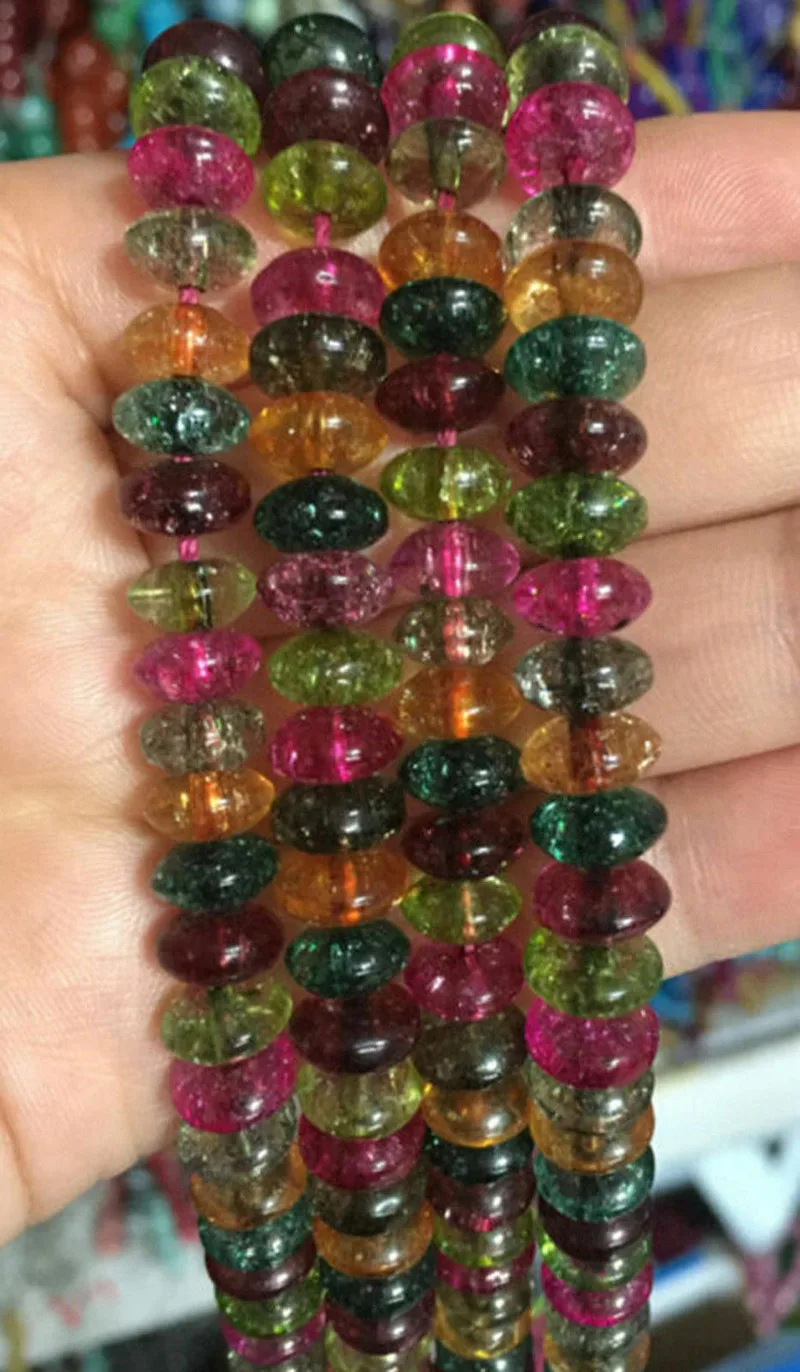 

New 5x8mm Multicolor Tourmaline Gemstones Abacus Loose Beads Jewelry 15"AAA