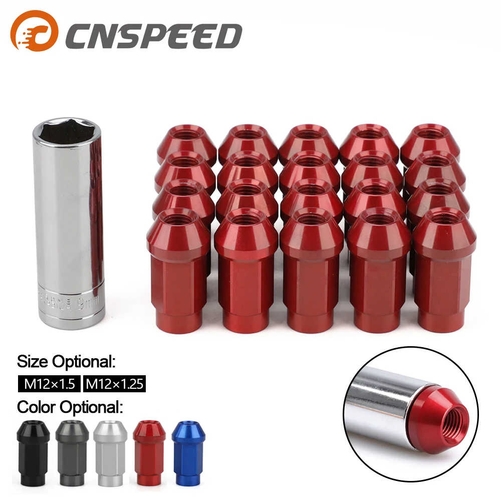 

7075-T6 Aluminum style 20pcs M12x1.5 M12*1.25 Racing Car Modification Hex 19MM Wheel Nuts Lug Nut Bolts