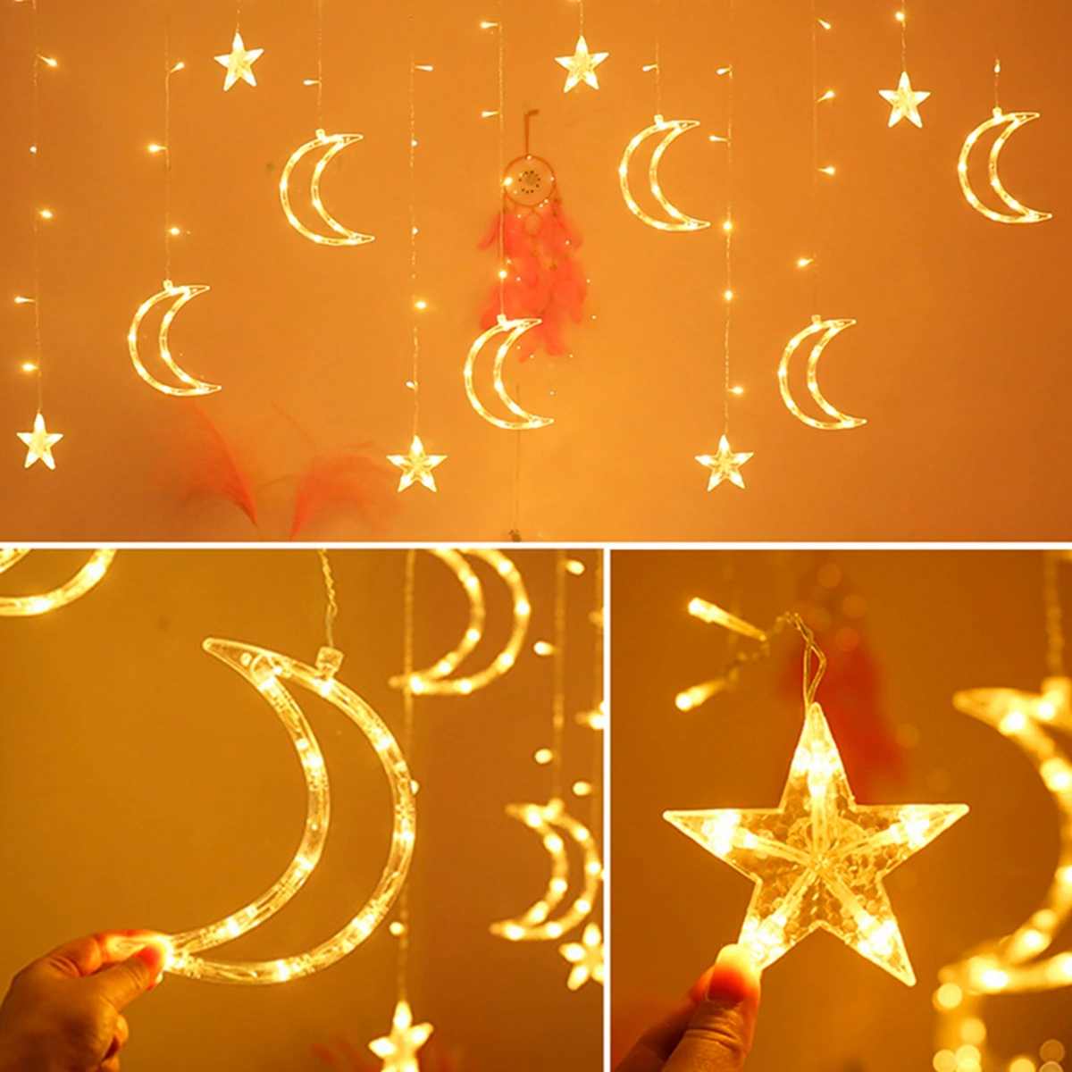 Eid Mubarak LED Garland Lights String Moom Star Ramadan Decoration For Home Islamic Muslim Party Supplies Eid Al Adha Gifts