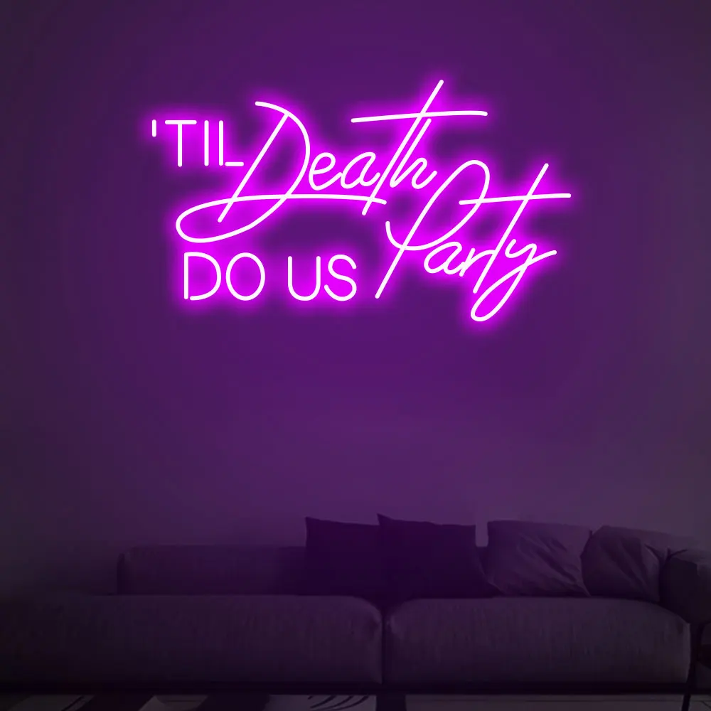 

Неоновая вывеска TIL DEATH DO US вечерние, индивидуальный неоновый светодиодный светильник, розовый неоновый светильник для украшения стен дома, комнаты, магазина Ins, Декор