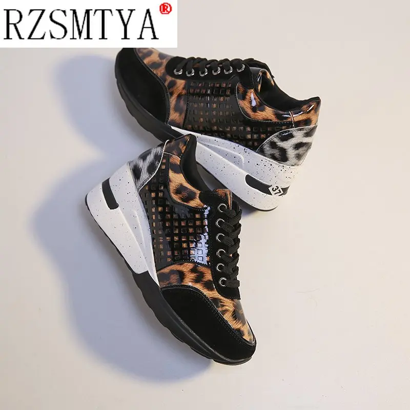 2021 Summer Hot Lady Shoes Women Sneakers Leopard Mesh Breath Women Running Female Shoes Outdoor Flat Platform Zapatos Mujer