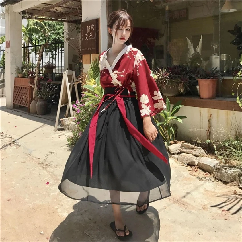 

Kimono Floral Japanese Style Kawaii Girls Yukata Summer Top Skirts Outfits Dress for Women Vintage Party Haori Asian Clothes