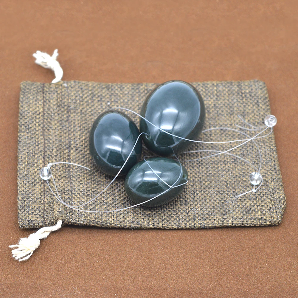 3pcs Nephrite Jade Eggs For Women Kegel Exercise Drop Shipping Jade Yoni Egg Set Vaginal Muscle Tightening Drilled Massage Stone