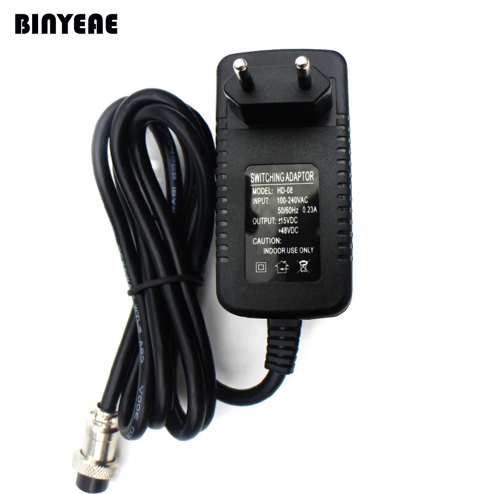 Switching Power Adapter for Audio Mixer, 4-Hole to 4-Pin Plug for US 100-120V / EU 220~240V, Output 15~48VDC for Sound System