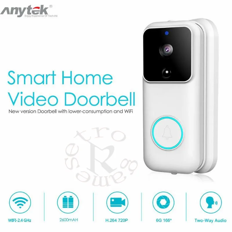 Anytek-timbre inteligente B60 HD 1080P con WIFI, intercomunicador Visual para puerta IP, almacenamiento en la nube, cámara de seguridad inalámbrica