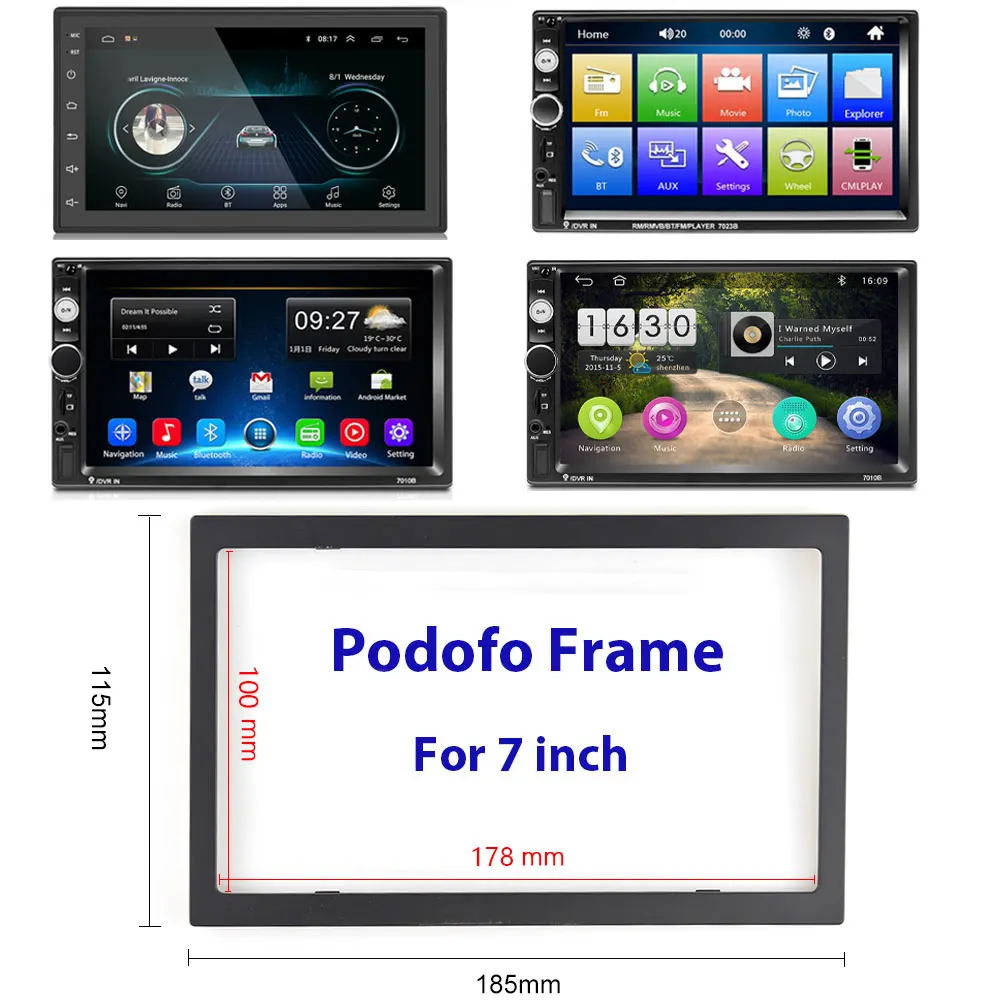 Podofo 2 Din Car radio Frame for 7inch Car Multimedia Player Metal frame for Hyundai Nissian Toyota autoradio 2 din car frame