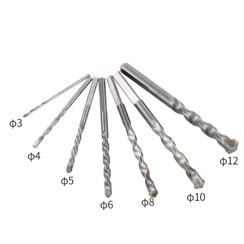 Manico triangolare 3/4/5/6/8/10/12mm punta da trapano percussiva per muratura utensili per la testa del martello trapano Hss in metallo per il taglio di trapani elettrici