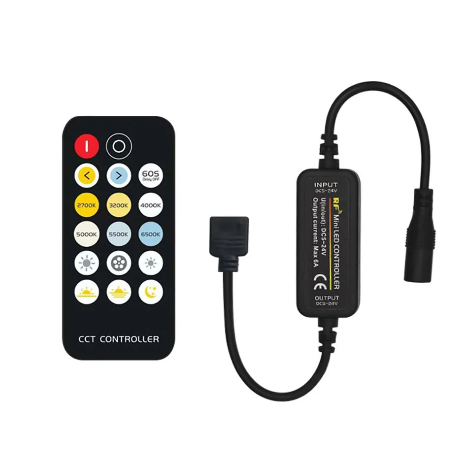 cct led controller para dual color led strip lights dimmable 24g rf controle remoto sem fio 12v 24v 3a canal 01