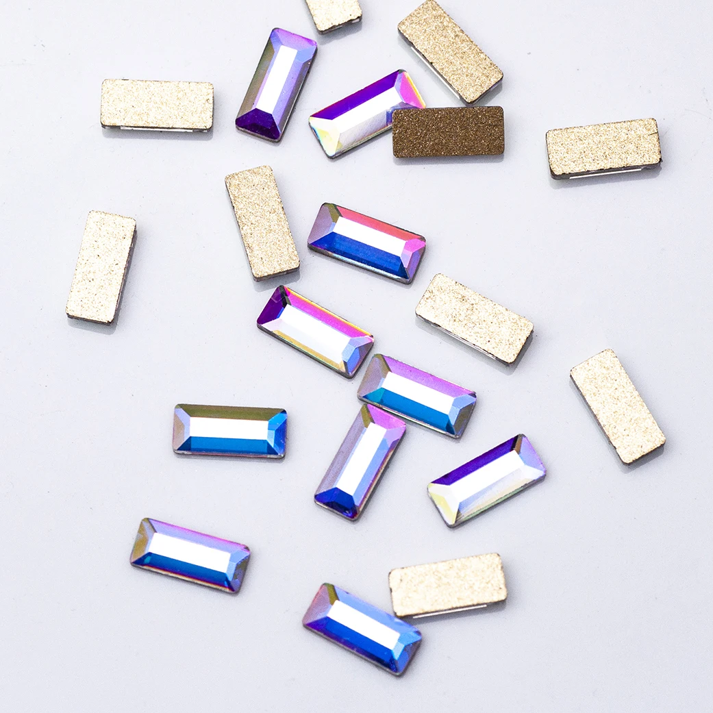 100 Stück Neue Flache Strass-Nagelsteine 2,5x5mm Rechteckige Kristalle Glänzende 3D-Strasssteine für Nagelkunst, Maniküre, Kleidung – Detail 1