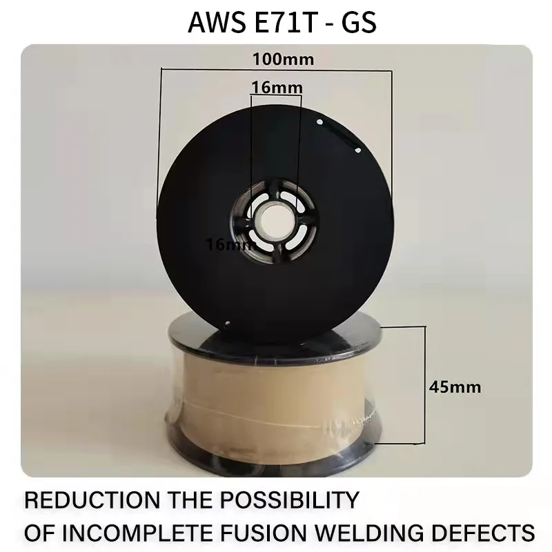 자체 차폐 플럭스 코어 와이어, 가스 납땜 없음, 철 용접 탄소강 가스리스 미그 용접 와이어, AWS E71T-GS