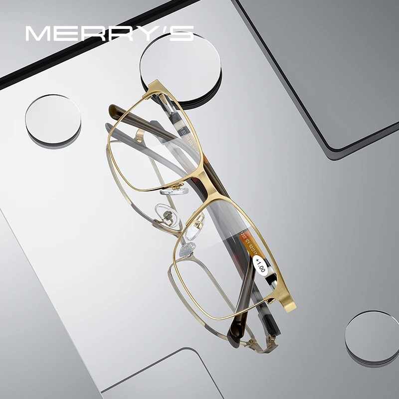 

MERRYS DESIGN Classic Gold Reading Glasses For Men Computer Reader Blue Light Blocking Anti Glare Filter Magnification Glasses