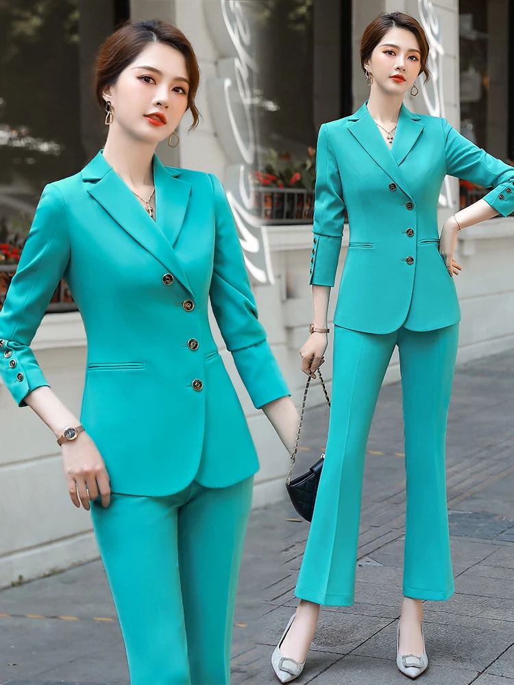 Ladies Formal Uniform Designs Pantsuits with Pants and Jackets Coat for Women Business Work Wear Blazers Set S-5XL