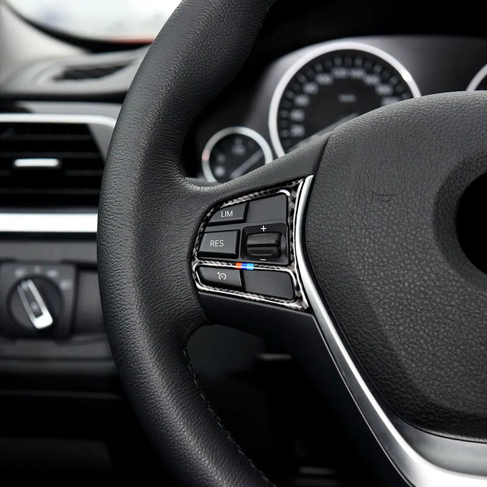 2pcs/Set Car Steering Wheel Button Frame Cover Trim Carbon Fiber Interior for BMW 1 2 3 4 Series F20 F21 F30 F32 F34 Auto Parts