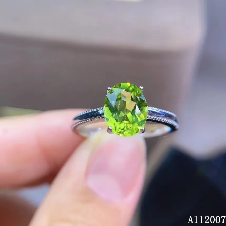 

KJJEAXCMY fine jewelry 925 sterling silver inlaid natural peridot ring delicate new female gemstone luxury support test