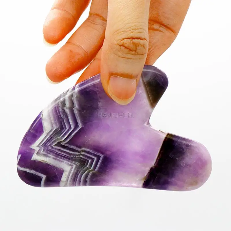 Natural amethyst massage facial jade roller of roller heart-shaped amethyst scrapping plate manually massager