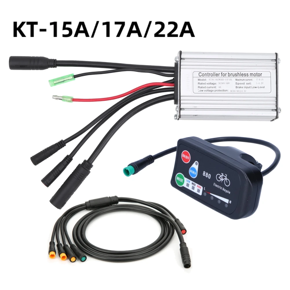 36V/48V 9 Tube 15A/17A/22A Electric Bicycle KT Controller Waterproof Connector Controller for 36V/48V 500W/750W Brushless Motor