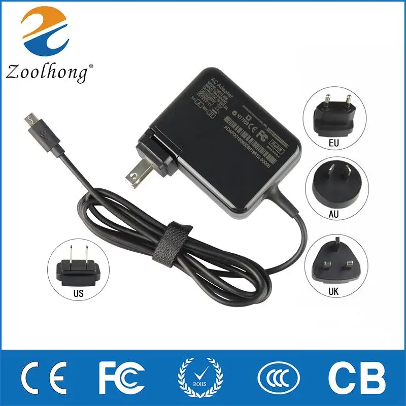 Zoolhong 19.5V1.2A 24W with 4 AC Plugs Portable Tablet Charging Source Adapter For DELL Dell Venue 8/11 Pro