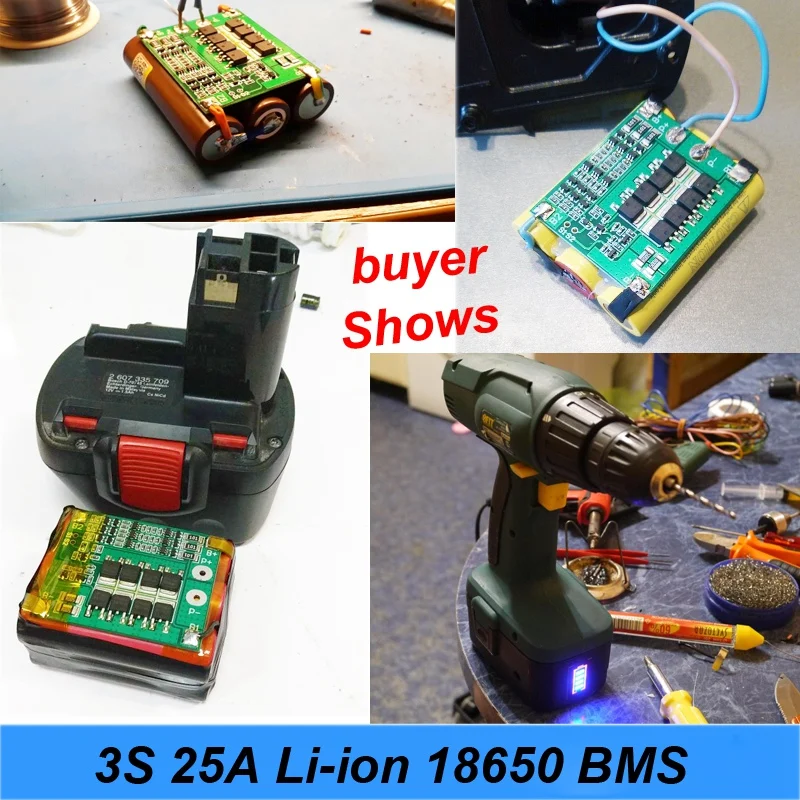 3S 40A For Screwdriver 12V Li-Ion 18650 Bms Pcm Battery Protection Board Bms Pcm With Balance Liion Battery Cell Pack Module