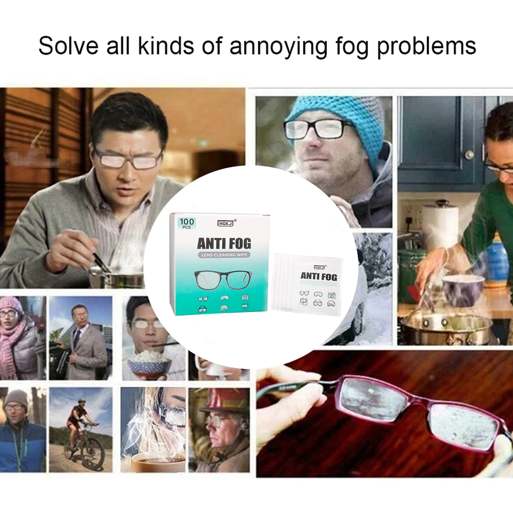 HGKJ Anti Fog Lens Cleaning Wipes Clear Vision Clean Len Phone Screen Goggles Helmet Anti-fog Defog Cloth All Types Lens Coating