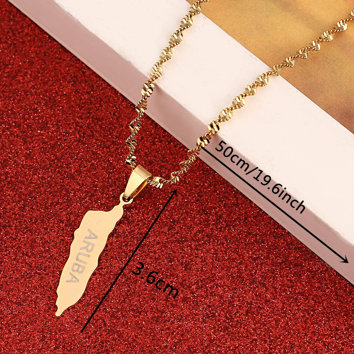 الفولاذ المقاوم للصدأ الذهب اللون أروبا قلادة على شكل خريطة قلادة جزر البحر الكاريبي خرائط حلية مجوهرات