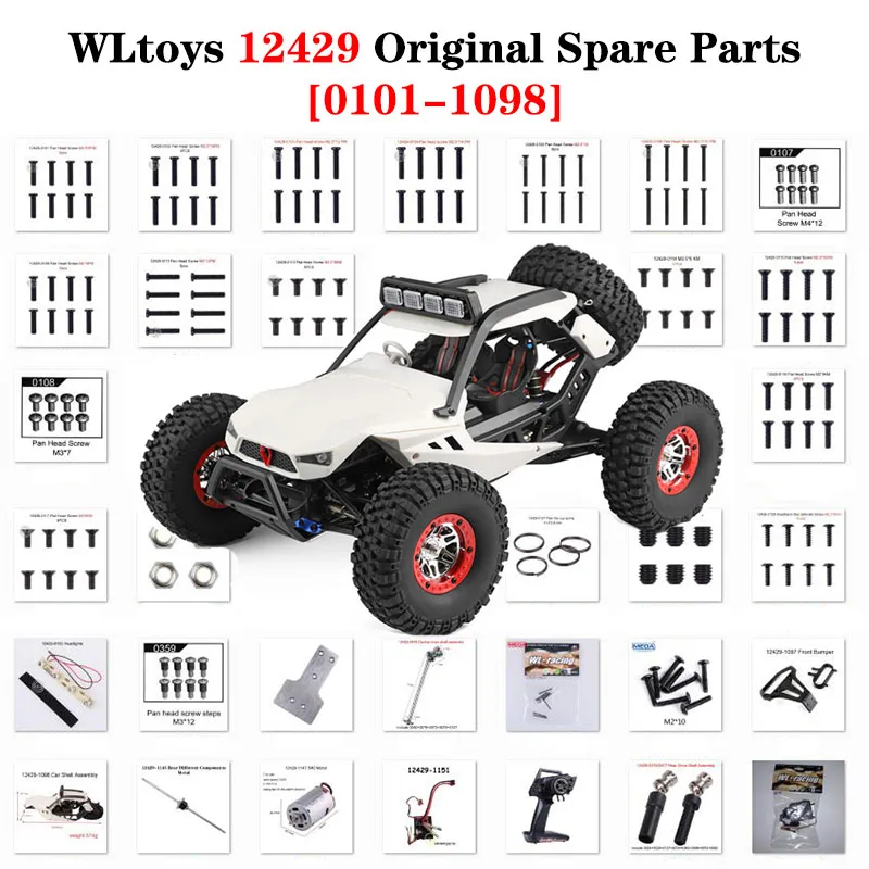 

12429 Original Parts 0101-1098 Wltoys 12428 RC Car Spare Part Screw/Differential/Servo/Nut/Motor/Shell/Receiver/Remote Control