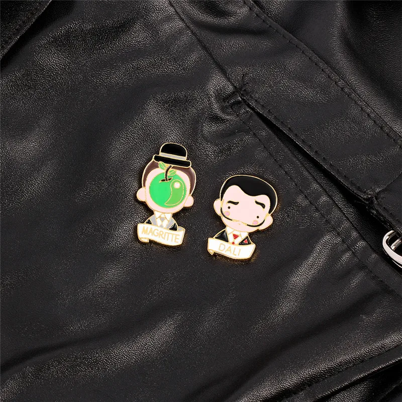 سلفادور دالي اللوحة بروش الفن مجردة اللوحة المينا دبوس بروش مجوهرات هدية التلبيب دبابيس الرجال النساء شارات