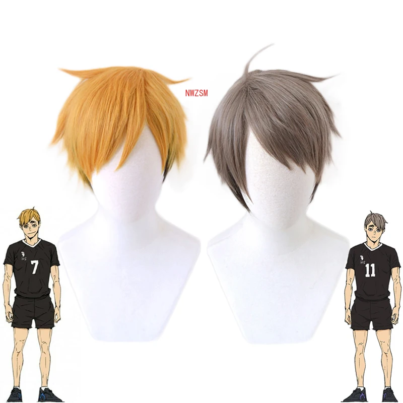 アニメhaikyuu!! Osamu宮atsumuショートウィッグコスプレ衣装耐熱人工毛haikiyu男性女性かつら