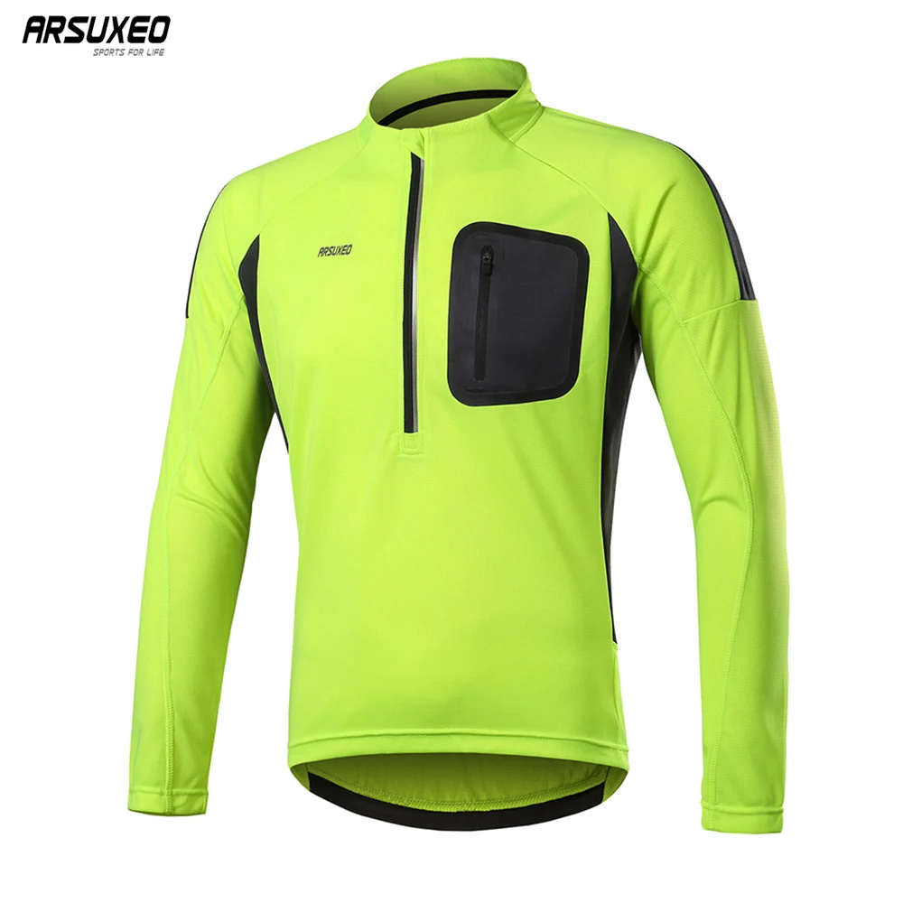 ARSUXEO Men's Spring Cycling Jersey Pro Team Long Sleeve Jersey Race Bicycle Clothes Mesh Fabric Loose Breathable