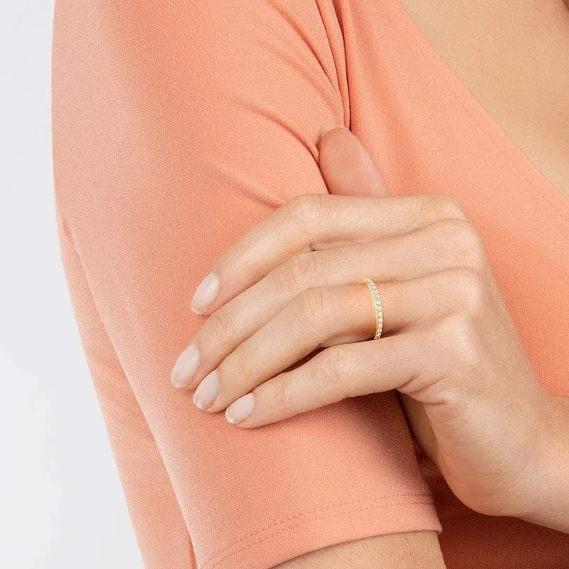 TIGRADE 2mm 925 Sterling Silber Ring für Damen, Vollbesetzter Ewigkeitsring mit Kubischem Zirkonia, Stapelbarer Verlobungsring – Detail 12