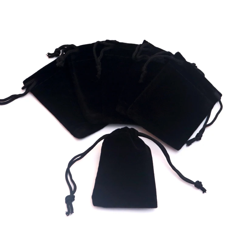 

100pcs/lot Mini 5x7cm Black Soft Velvet Jewelry Bags for Party Gifts Jewelry Rings Necklaces Packaging Bags Drawstring Pouches