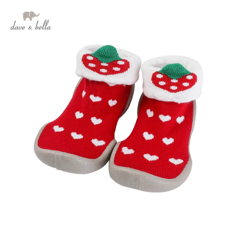 DB16568 Dave Bella autumn unisex cartoon toddler shoes soft bottom for newborn fashion baby socks with TPR children shoes