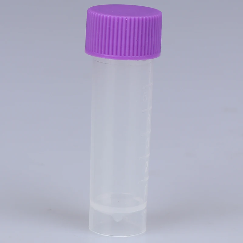 Freezing Tube Cold Storage Tube with Screw Cap 8 color can be choose Hot 10Pcs 5ml Plastic Graduated Cryovial Plastic Test Tube