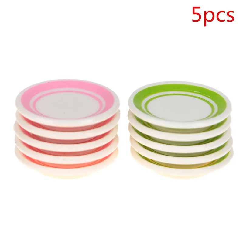 2/5Pcs Cute Mini Food Dishes Tableware Miniature Doll House Accessories Kitchen Toys Colorful Dinner Plates Doll Durable