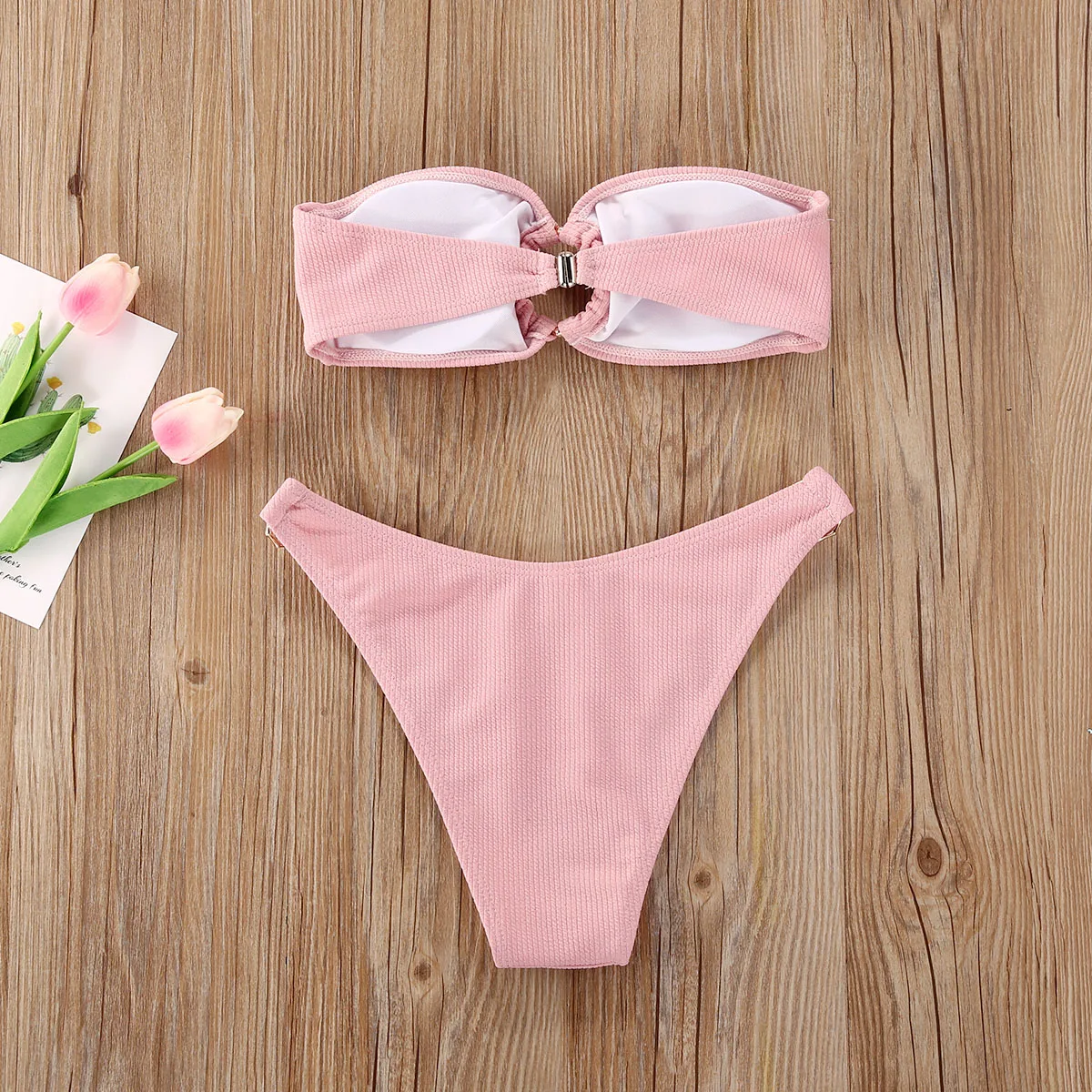 2020 Summer Hot New Womens Sexy Strapless Bikini Sets Ladies Solid Push Up Tube top Bikinis Beachwear Swimwear Bathing Suit