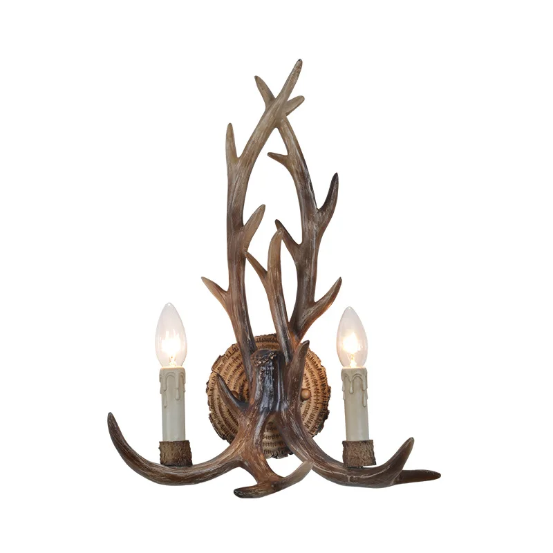 

Europe Industrial Style Antler Wall Lamp Parlor Study Bedroom Decorative Sconce Restaurant Cafe Bar Retro Wall Light